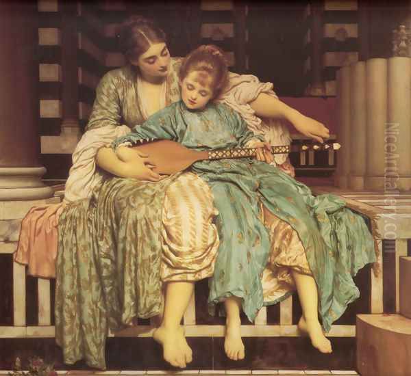 Music Lesson Oil Painting by Lord Frederick Leighton