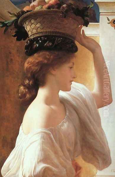 A Girl with a Basket of Fruit Oil Painting by Lord Frederick Leighton