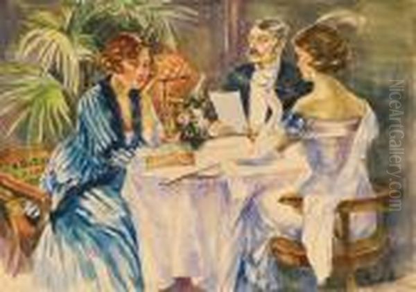 Beim Dinner Oil Painting by Edward Alfred Cucuel