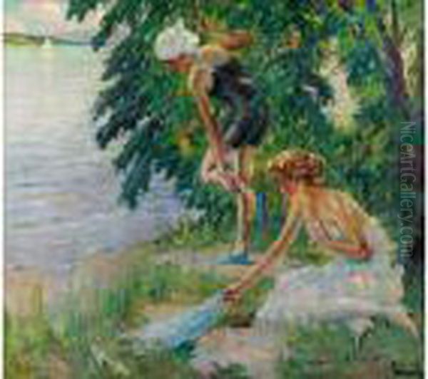 Hochsommer Am Starnberger See Oil Painting by Edward Alfred Cucuel