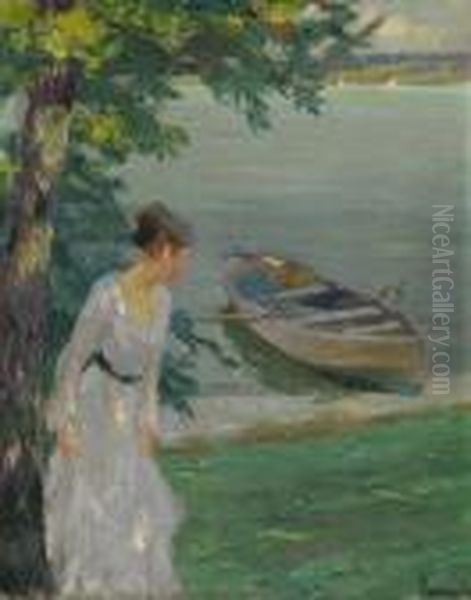 Dame Am See. Oil Painting by Edward Alfred Cucuel