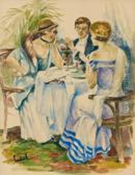 Gesellschaft Am Tisch Oil Painting by Edward Alfred Cucuel