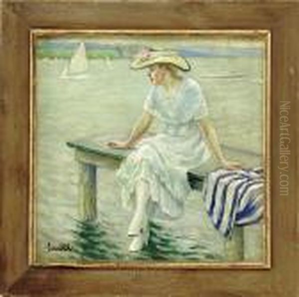 Resting On The Dock Oil Painting by Edward Alfred Cucuel