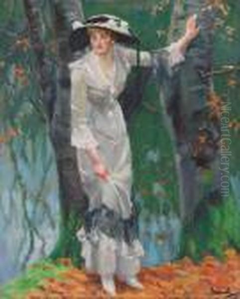 Dame Am See Oil Painting by Edward Alfred Cucuel