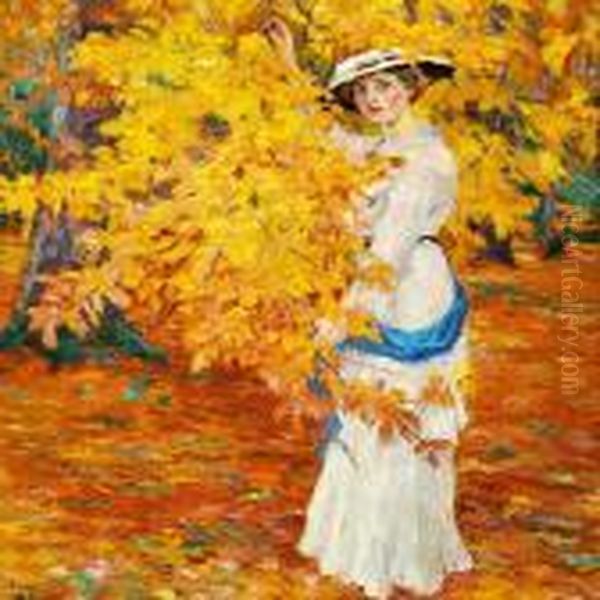 Golden Autumn Oil Painting by Edward Alfred Cucuel