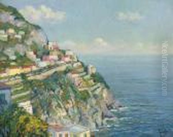 On The Amalfi Coast Near Positano Oil Painting by Edward Alfred Cucuel