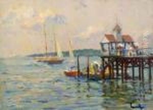 Landing Stage Oil Painting by Edward Alfred Cucuel