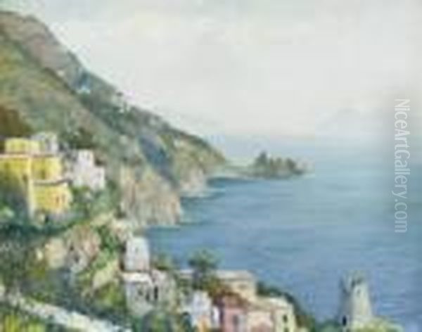 The Gulf Of Salerno, Amalfi Oil Painting by Edward Alfred Cucuel