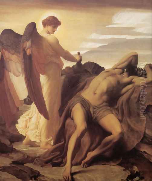 Elijah In The Wilderness Oil Painting by Lord Frederick Leighton