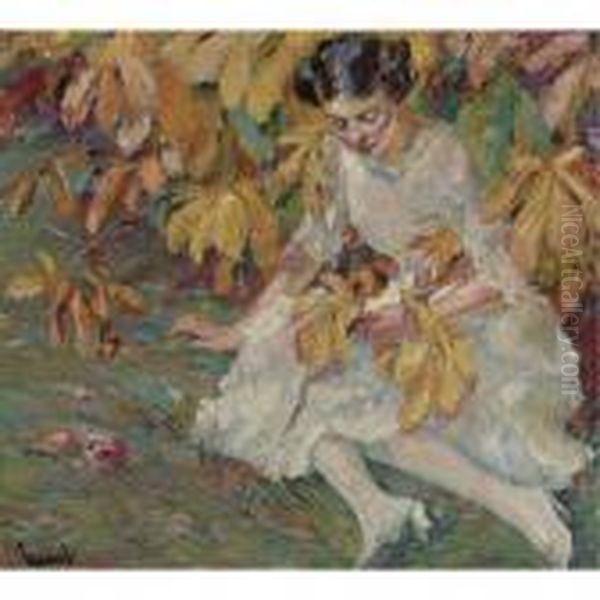 In Autumn Sunlight Oil Painting by Edward Alfred Cucuel