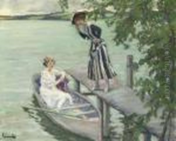 An Afternoon Boating Oil Painting by Edward Alfred Cucuel