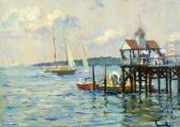 On The Pier Oil Painting by Edward Alfred Cucuel