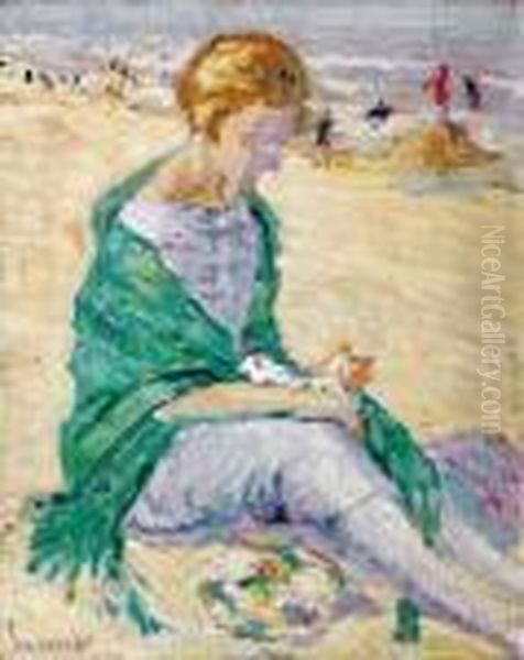 Femme A La Plage Oil Painting by Edward Alfred Cucuel