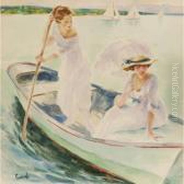 Boating On A Sunday Afternoon Oil Painting by Edward Alfred Cucuel