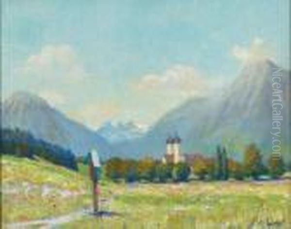 Kloster Benedickt Beuren Mit Herzogstand Oil Painting by Edward Alfred Cucuel