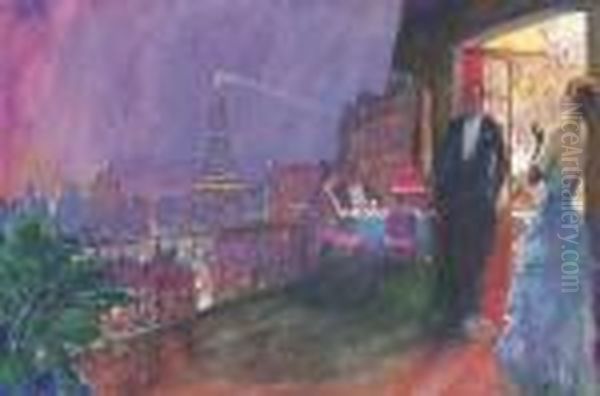 Paris At Night Oil Painting by Edward Alfred Cucuel