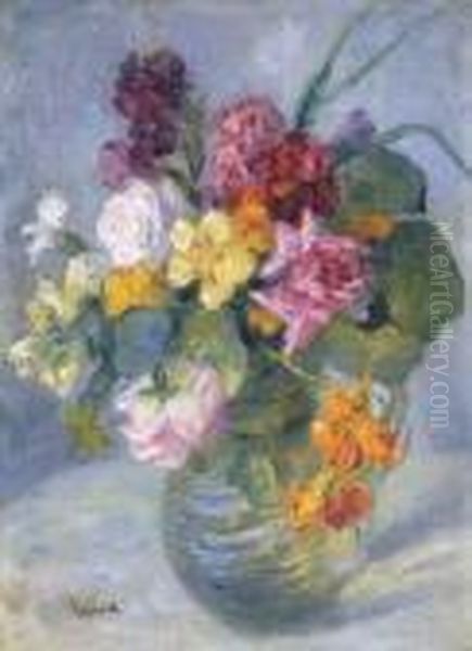 Floral Still Life Oil Painting by Edward Alfred Cucuel