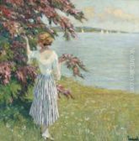 Unter Dem Rotdorn. Oil Painting by Edward Alfred Cucuel