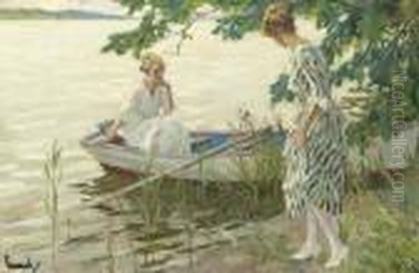 An Afternoon On The Lake Oil Painting by Edward Alfred Cucuel