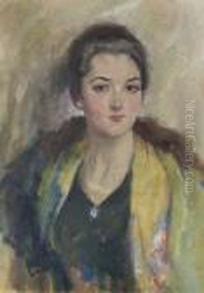 Portrat Der Elisabeth
 Meinhold. Oil Painting by Edward Alfred Cucuel