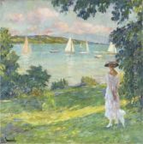 Im Yacht Club, Starnberg Oil Painting by Edward Alfred Cucuel