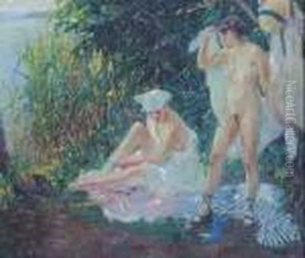 Badende Nymphen Oil Painting by Edward Alfred Cucuel