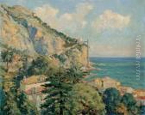 Kustenlandschaft Bei Menton Oil Painting by Edward Alfred Cucuel