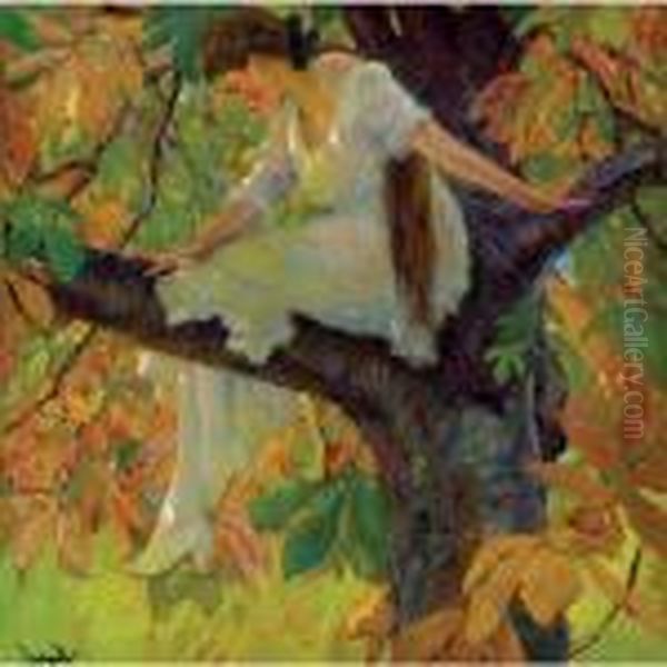 Wood Nymph (baumnixe) Oil Painting by Edward Alfred Cucuel