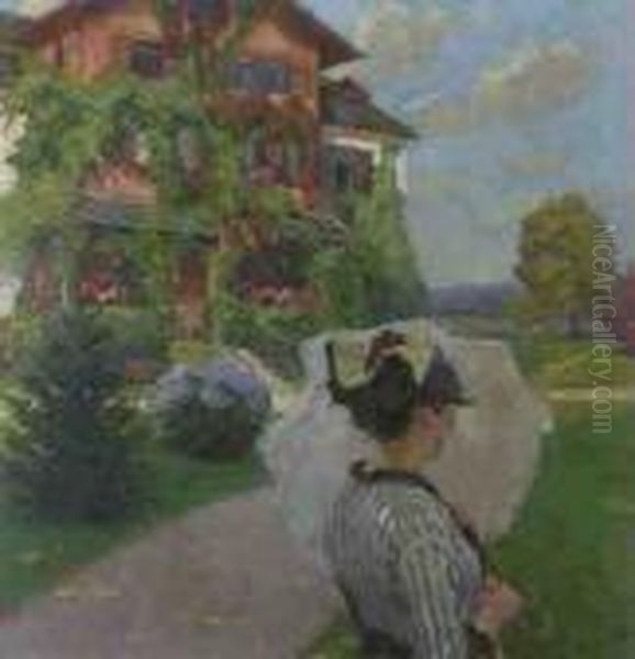 Villa Am See Oil Painting by Edward Alfred Cucuel