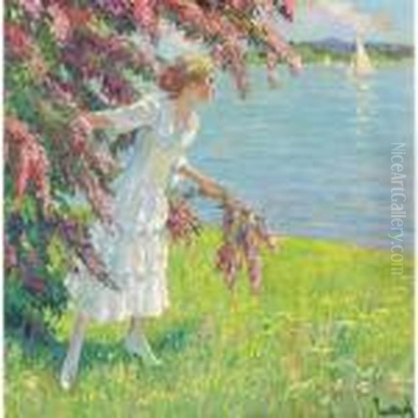 At The Lake Oil Painting by Edward Alfred Cucuel