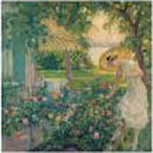 Im Rosengarten (in The Rosegarden) Oil Painting by Edward Alfred Cucuel