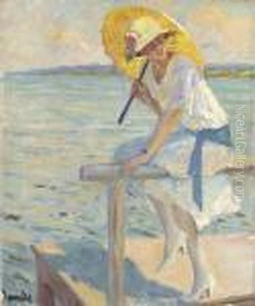 The Yellow Parasol Oil Painting by Edward Alfred Cucuel