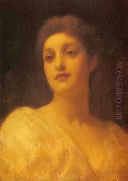 The Head Of A Girl Oil Painting by Lord Frederick Leighton