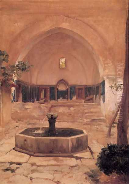 Courtyard of a Mosque at Broussa Oil Painting by Lord Frederick Leighton