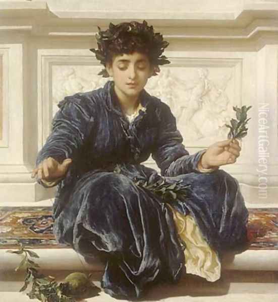 Weaving the Wreath Oil Painting by Lord Frederick Leighton