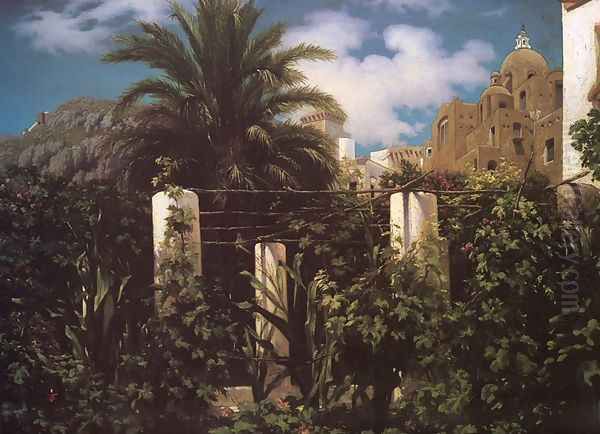 Garden of an Inn, Capri Oil Painting by Lord Frederick Leighton