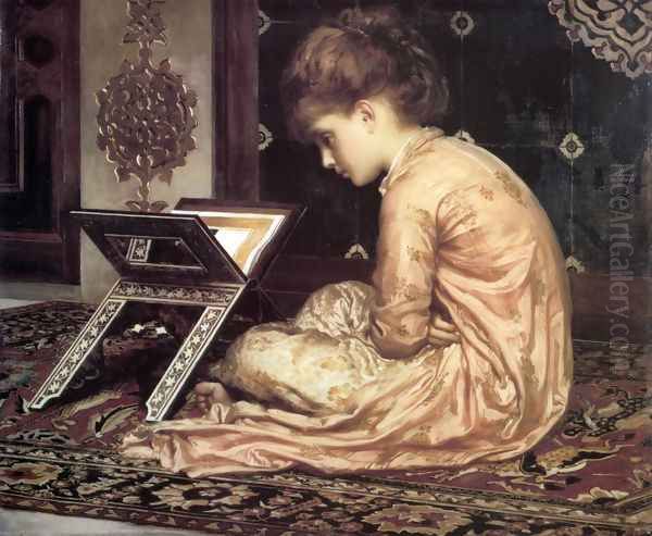 Study, At a Reading Desk Oil Painting by Lord Frederick Leighton