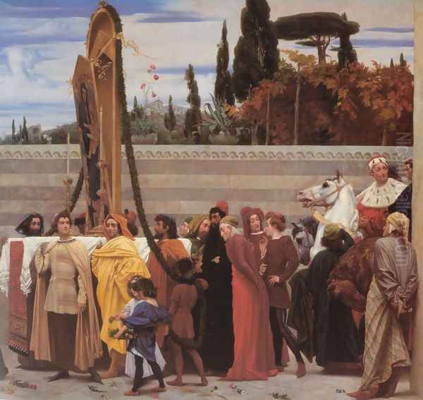 Cimabue's Celebrated Madonna [detail right] Oil Painting by Lord Frederick Leighton