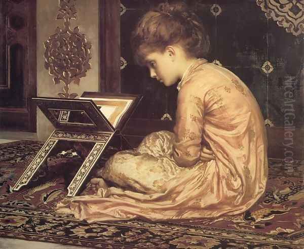 Study: At a Reading Desk Oil Painting by Lord Frederick Leighton