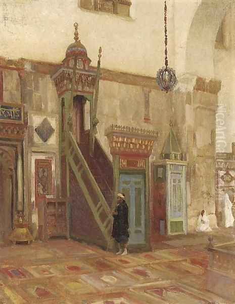 Interior of a Mosque or Mimbar of the Great Mosque at Damascus Oil Painting by Lord Frederick Leighton