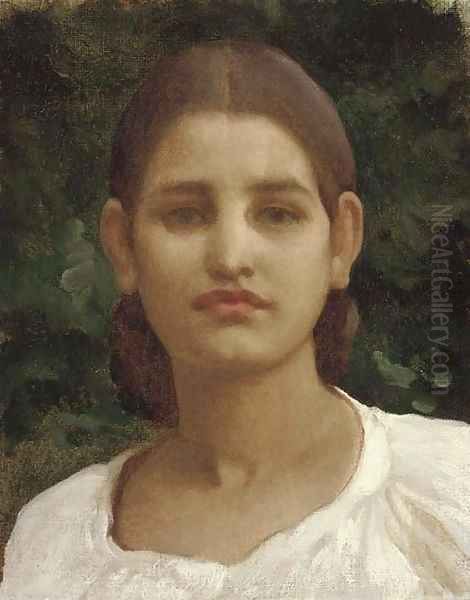 Head of a girl (thought to be from Capri) Oil Painting by Lord Frederick Leighton