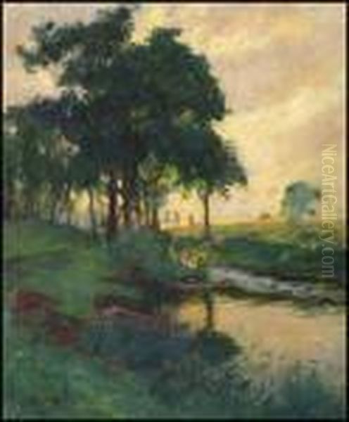 By The Stream At Dusk Oil Painting by Maurice Galbraith Cullen