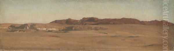 Red Mountains, Desert, Egypt Oil Painting by Lord Frederick Leighton