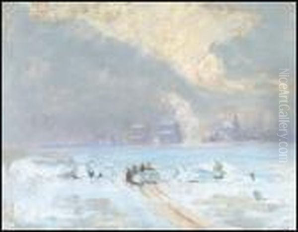 Ice Cutters, Longueuil Oil Painting by Maurice Galbraith Cullen