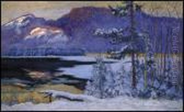 Sunglow On The Palisades, Lac Tremblant Oil Painting by Maurice Galbraith Cullen