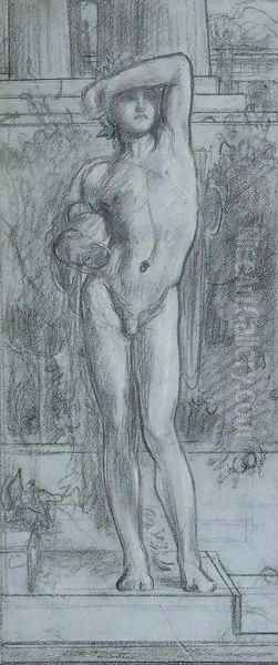 Study for Boy with a Shield, holding a Vase Oil Painting by Lord Frederick Leighton