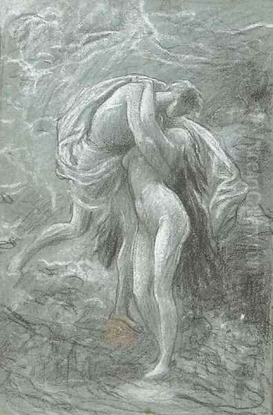 Study of figures embracing Oil Painting by Lord Frederick Leighton