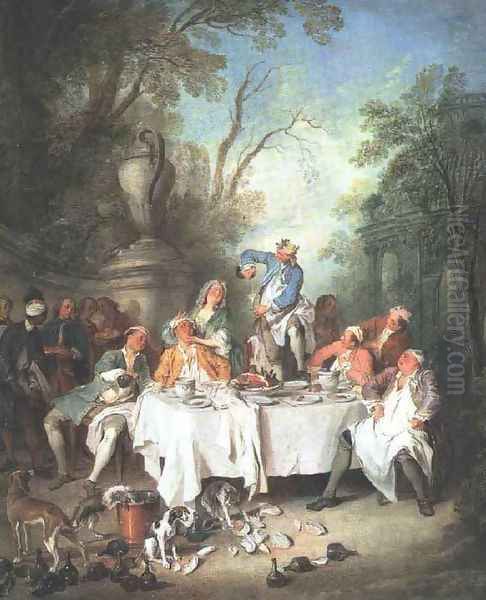 Luncheon Party in a Park c. 1735 Oil Painting by Nicolas Lancret