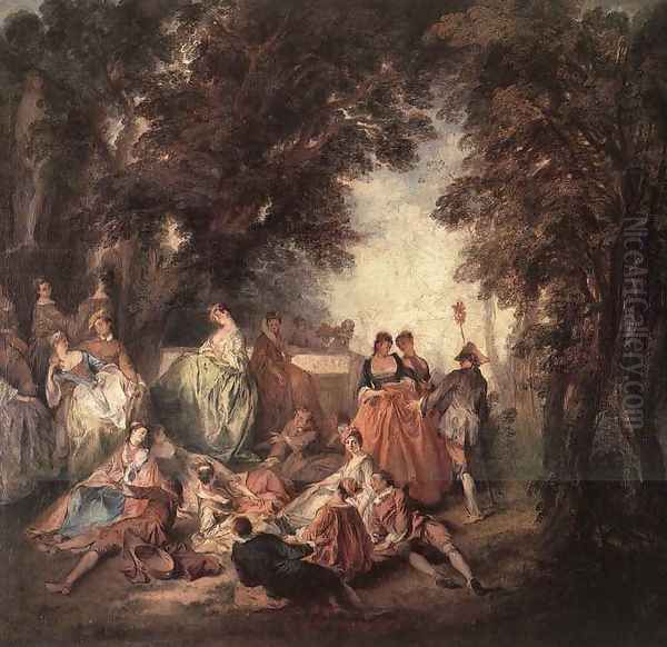 Company in the Park Oil Painting by Nicolas Lancret