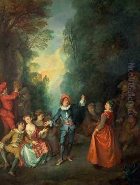 A Rustic Party Oil Painting by Nicolas Lancret